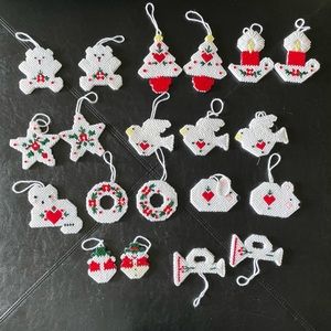 Homemade Christmas Petit Point Needle Point Ornaments Variety